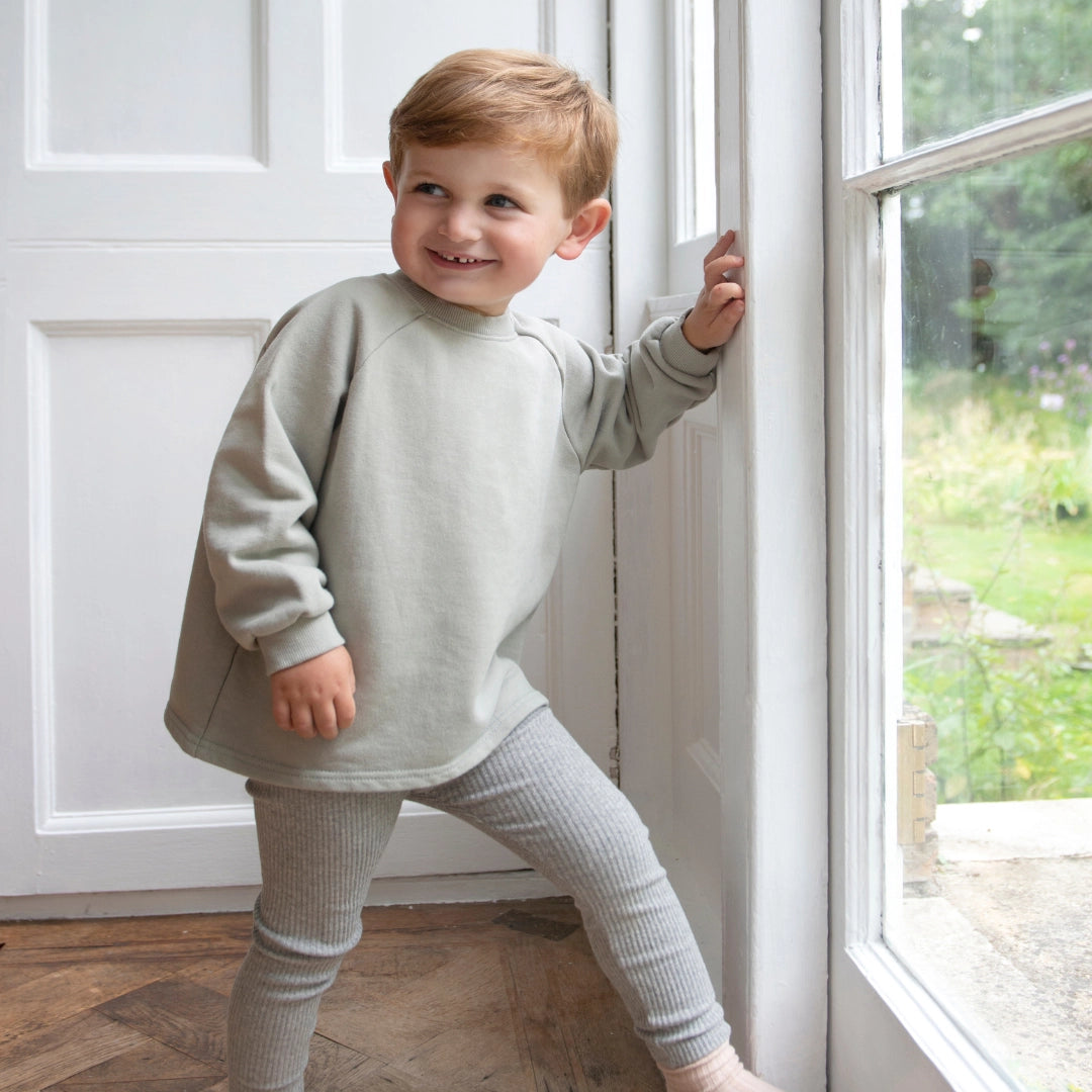 Geribbelde legging - Lichtgrijs