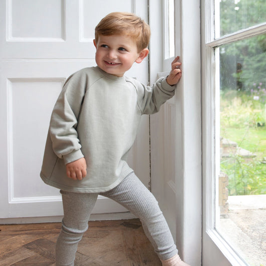 Geribbelde legging - Lichtgrijs